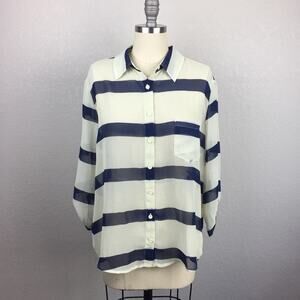 •Timing• Striped Sheer Button Down